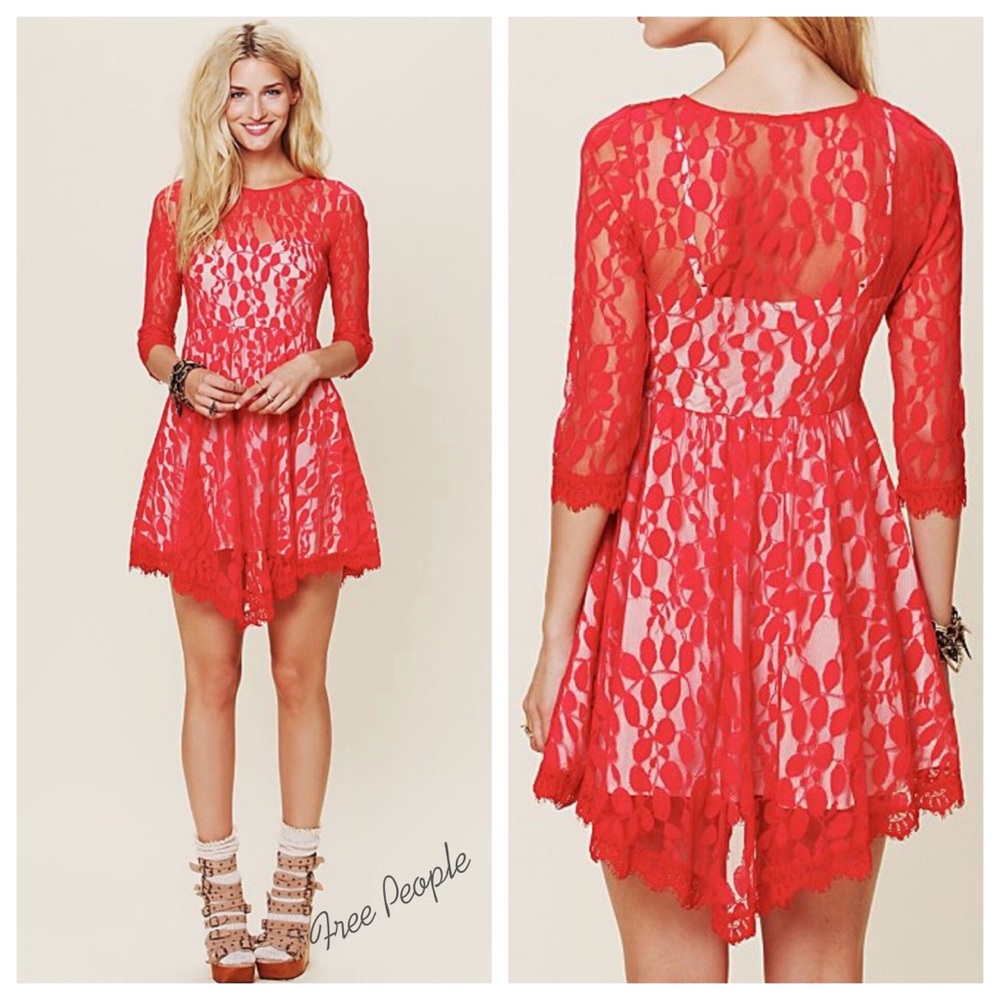 👗🌸Free People floral mesh lace dress ❤️